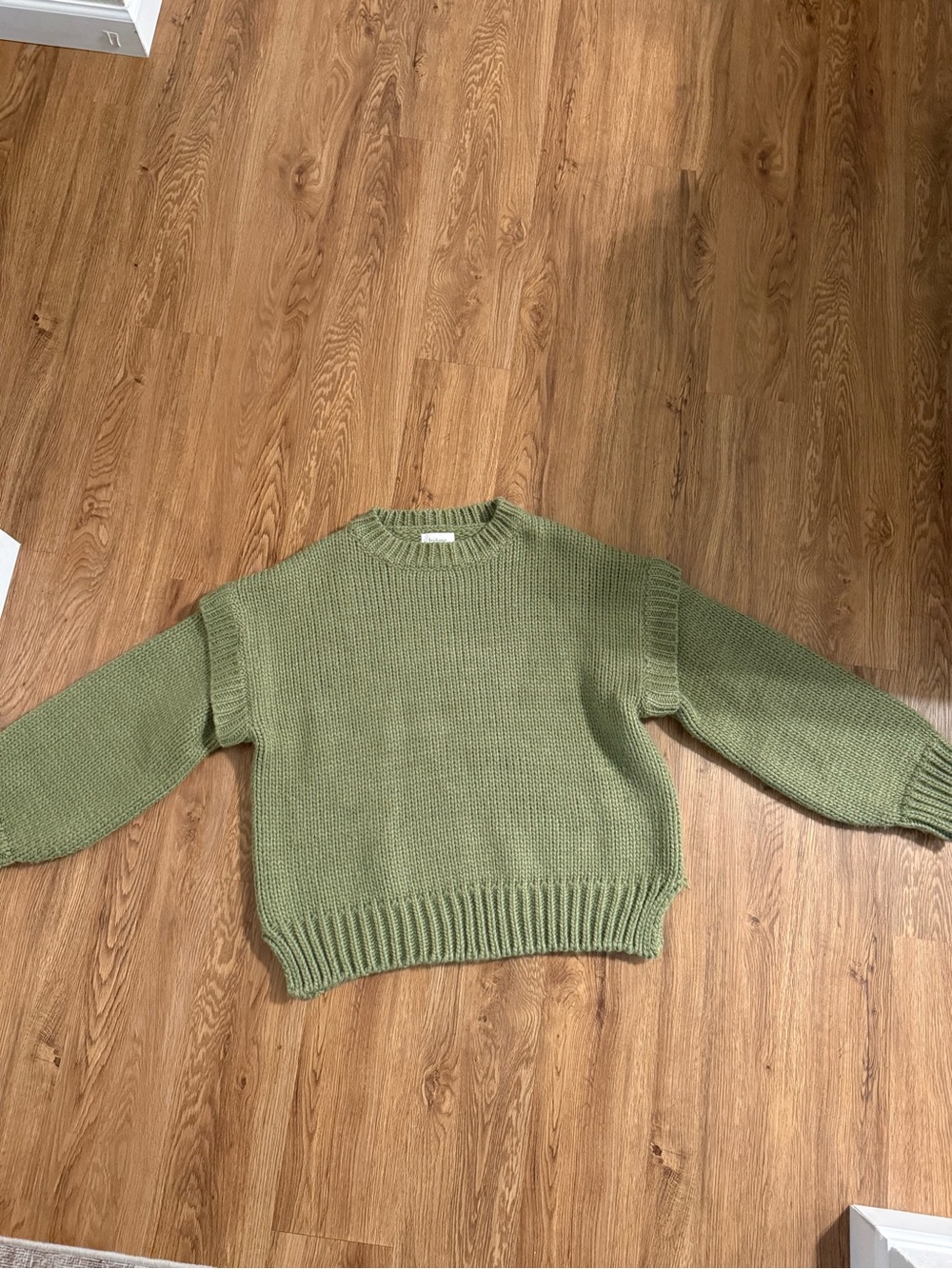 Olive Green Crewneck Knit Sweater